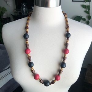 Dos Equis Red & Black Beaded Necklace